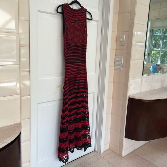 Zara Red and Black Striped Crochet Maxi Dress - Picture 11 of 16